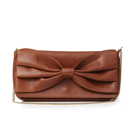 Stefania Bow Clutch with Gold Chain